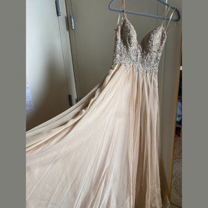 La Femme Champagne Corset Top Gown